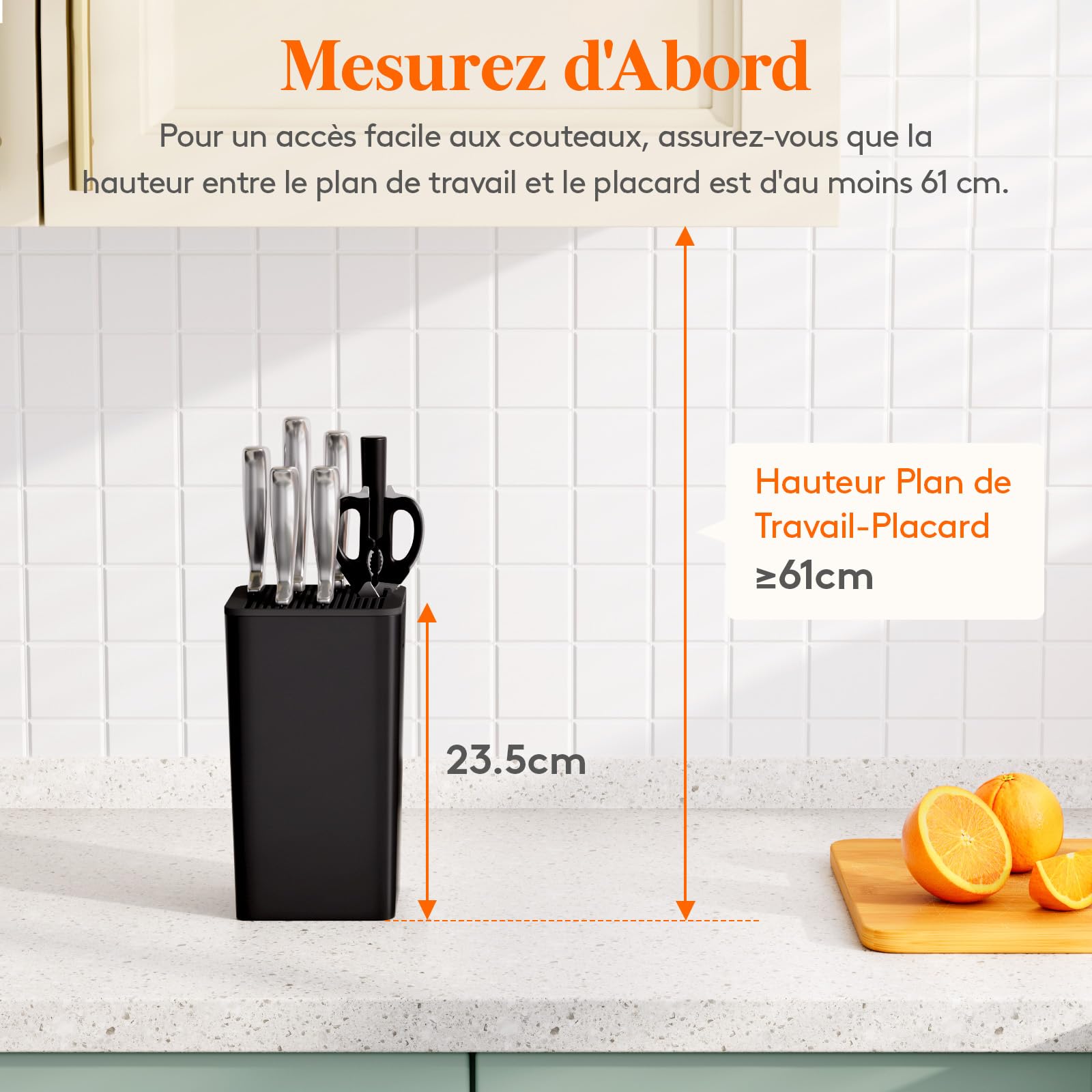 Lifewit Bloc à couteaux universel sans couteau, pour jusqu'à 15 pièces, avec fente pour ciseaux de cuisine et aiguiseur