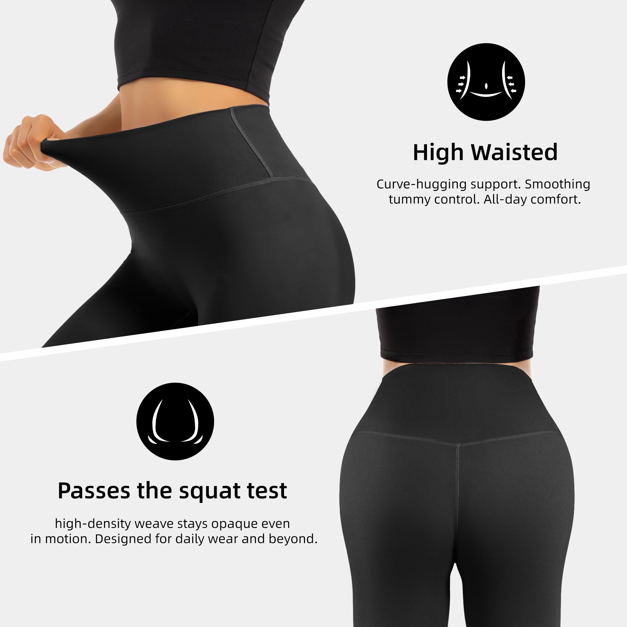 Leggings de cintura alta para mujer, control de abdomen, longitud completa, pantalones de yoga suaves para entrenamiento, atletismo, no se transparentan — view 3