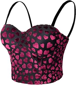 Amazon.com: ELLACCI Women's Pink Velvet Heart Mesh Bustier