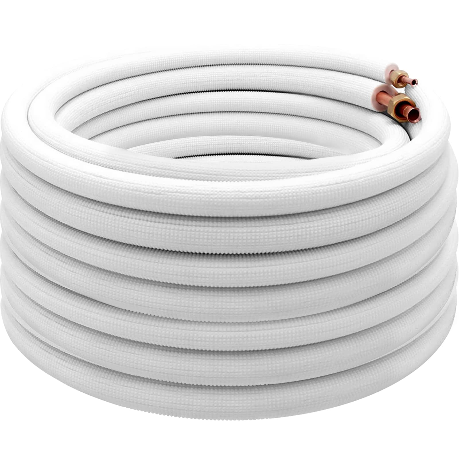 VEVOR Mini Split Copper Line Set 49.2ft Length, 3/8" & 1/4" OD Copper Pipes for Mini Split Air Conditioner, Flared Copper Lines White Mini Split Line Set for Heat Pump System Line Set for 9000 BTU