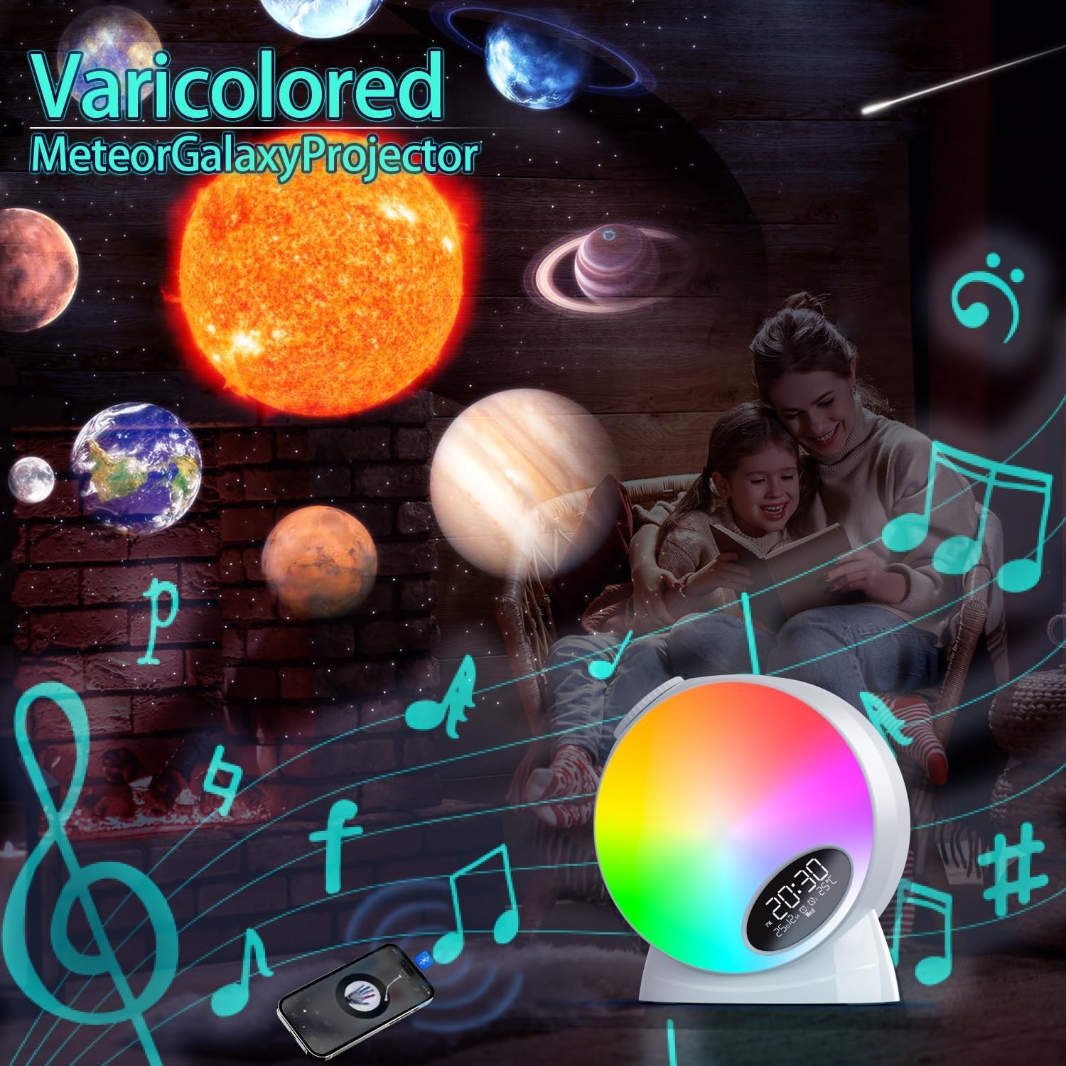 Galaxy-Projektor, 13-in-1 HD-Planetarium-Sternprojektor für Schlafzimmer, Sternprojektor, Galaxie-Licht mit Bluetooth-Lautsprecher und weißem Rauschen, Fernbedienung/Auto-Off-Timer