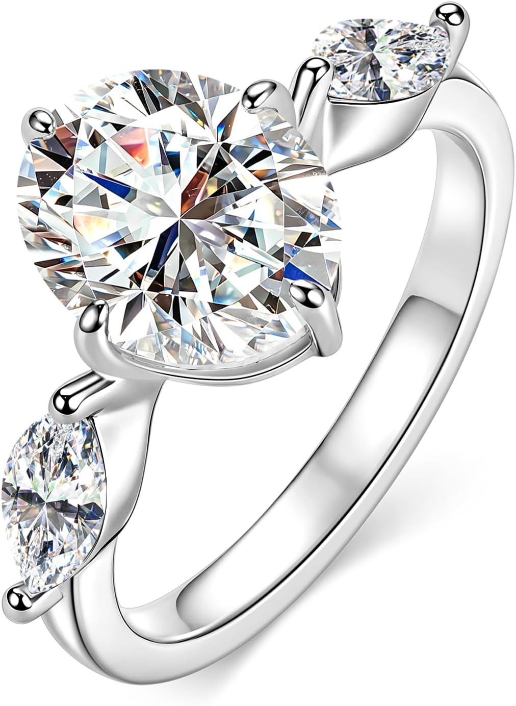 3-Stone Oval Moissanite Engagement Ring for Women