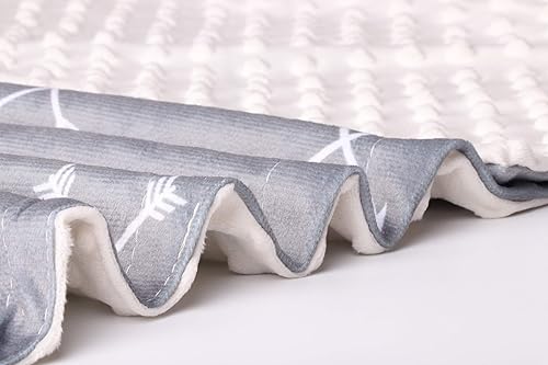 Miniatura 5 de Manta de felpa suave de ciervos para niños y niñas, unisex con estampado de animales, doble capa con respaldo punteado, manta para cuna de bebé,