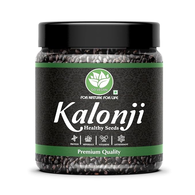 Go Vegan Kalonji Seeds 250gm - Nigella Seeds | Seeds for Hair Growth | 100% Natural | Culinary Spice | Health Benefits | Gluten-Free | Source of Antio