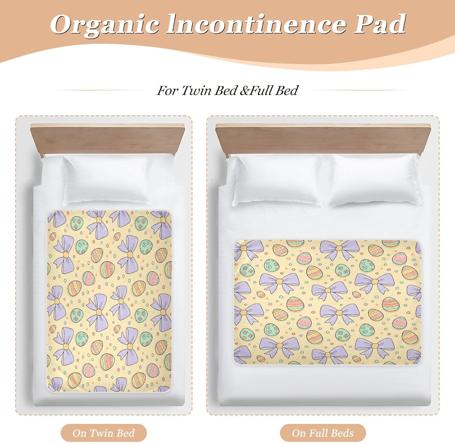 CEBUGI 34” x 52”Washable Underpads Heavy Absorbency Waterproof Incontinence Bed Pads Easter Eggs Pee Pads for Adults Kids and Baby