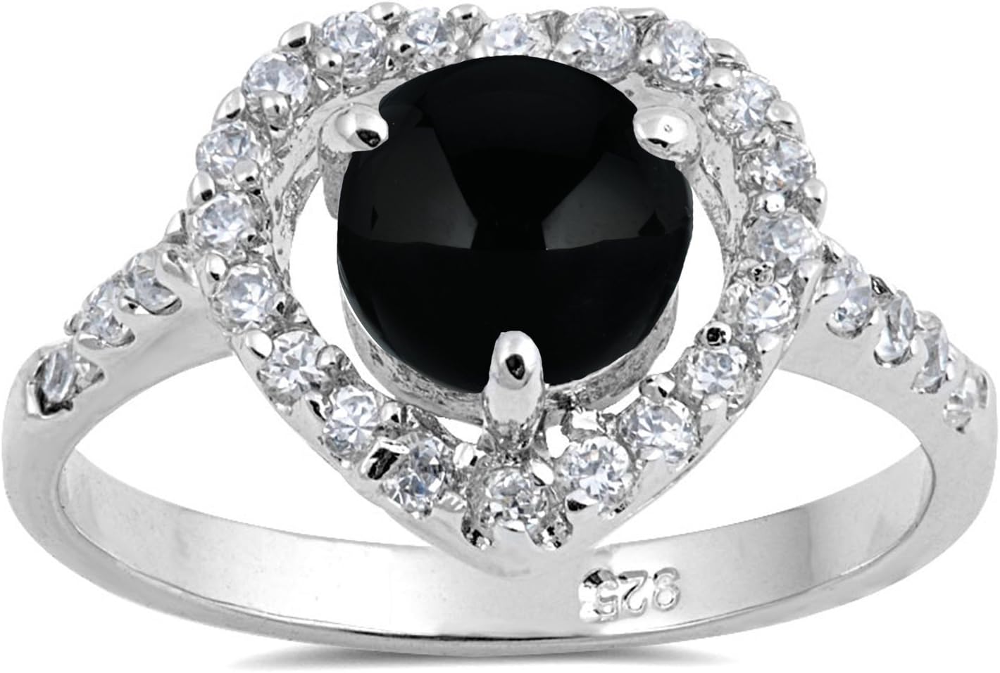 CHOOSE YOUR COLOR Sterling Silver Round Heart Ring