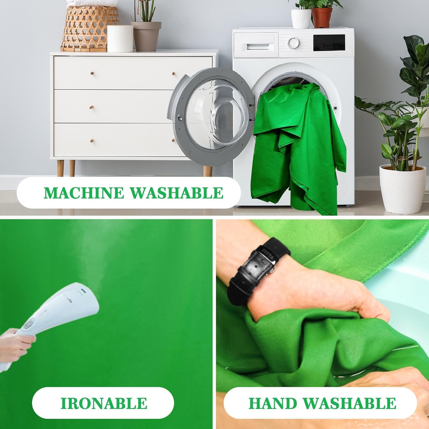 Sfondo verde 2,4 x 3,7 m – Schermo verde professionale per fotografia, produzione video, streaming live e servizi fotografici, senza pieghe, opaco, lavabile in lavatrice, riutilizzabile, facile da