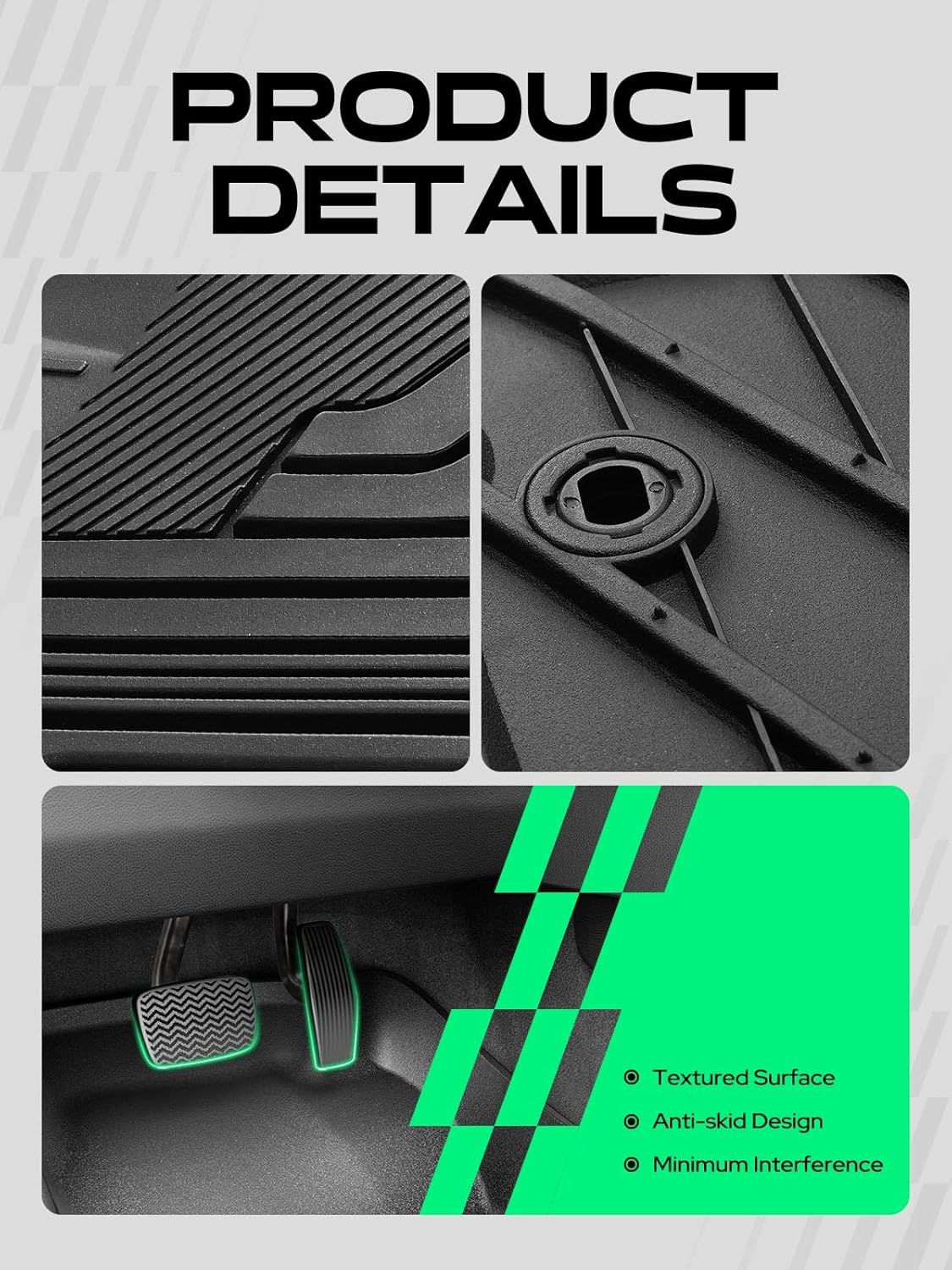 YHTAUTO Floor Mats Fit Lexus GX460 2010-2018, Toyota Land Cruiser Prado J150 2010-2020, TPE All Weather Car Mats Waterproof Anti-Slip Odorless Floor Liner, Front & 2nd Row Liner Set of 4 - Image 7