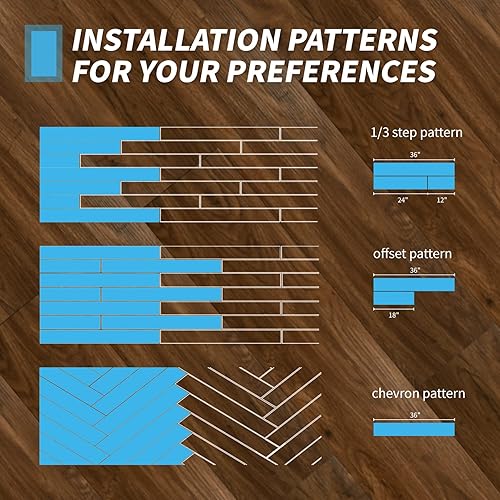 Miniatura 73 de Art3d Paquete de 36 baldosas de vinilo de 54 pies cuadrados para despegar y pegar, aspecto de madera, adhesivo e impermeable para dormitorio, sala