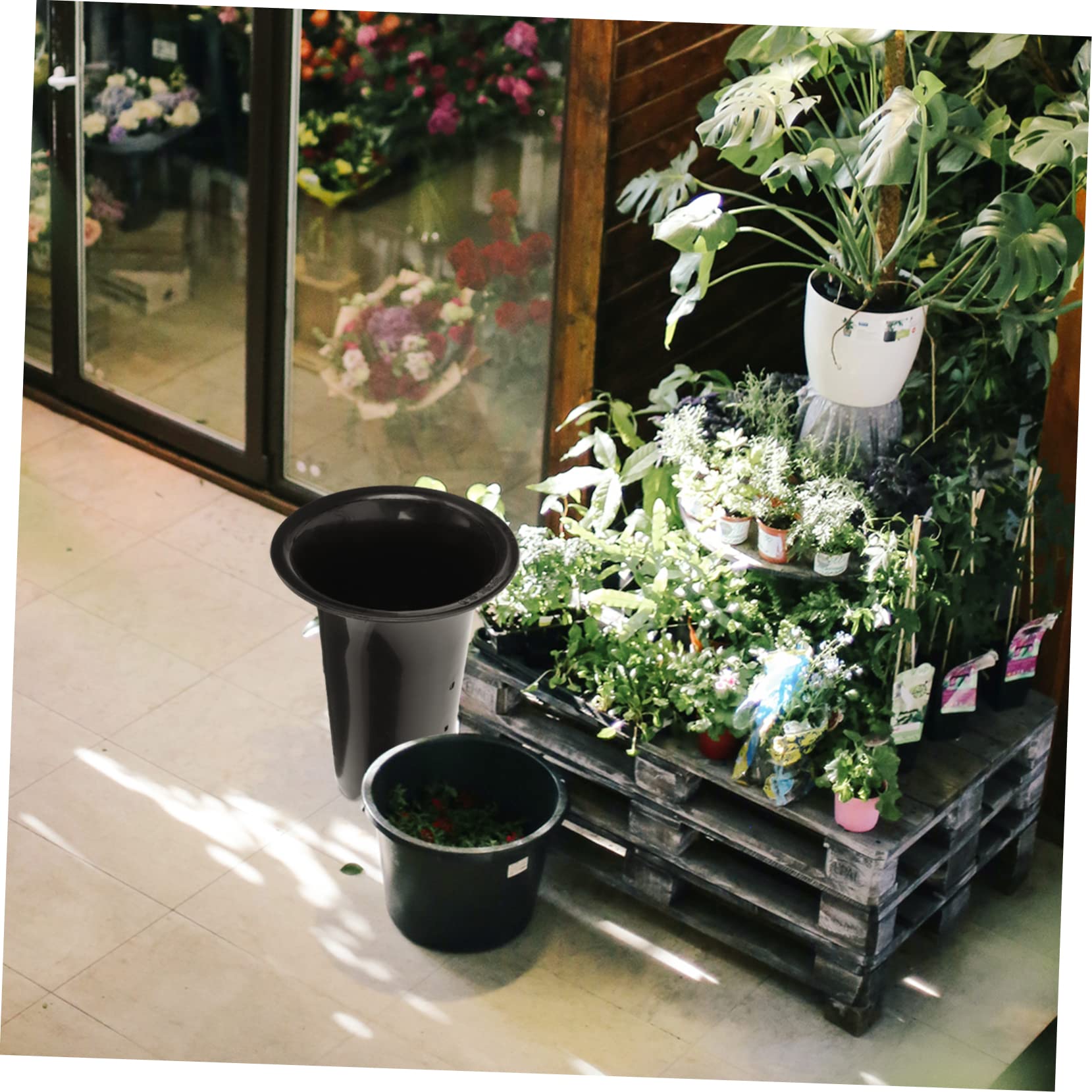 Sosoport Lot de 10 Pots De Pépinière en Plastique Noirs 6 Pouces pour Orchidées, Pots Respirants à Trous De Drainage, Hauteurs Et Épaisseur Renforcées, pour Jardin Balcon Intérieur Extérieur