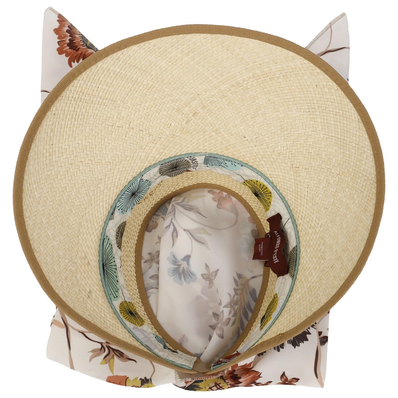 Lavilea Panama Visor Sonnenvisor Strohvisor Panamavisor Damenvisor Damen - Made in Italy Hinten geschlossen, mit Schirm Frühling-Sommer
