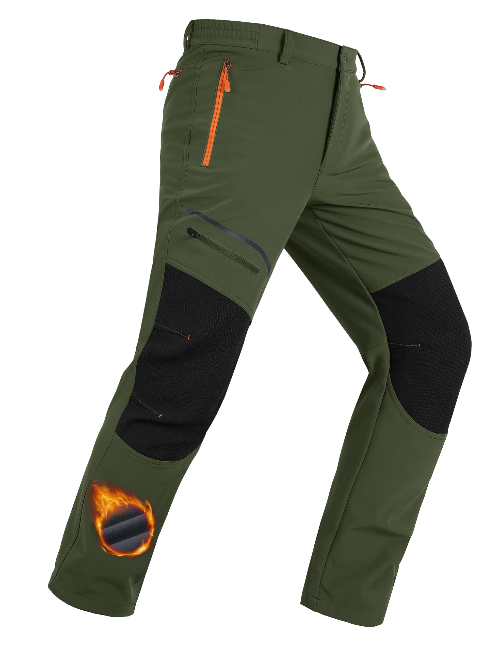 MAGCOMSEN Mens Snow Ski Pants Fleece Lined Winter Water Resistant Insulated Work Hiking Snowboard Pants 4 Pockets