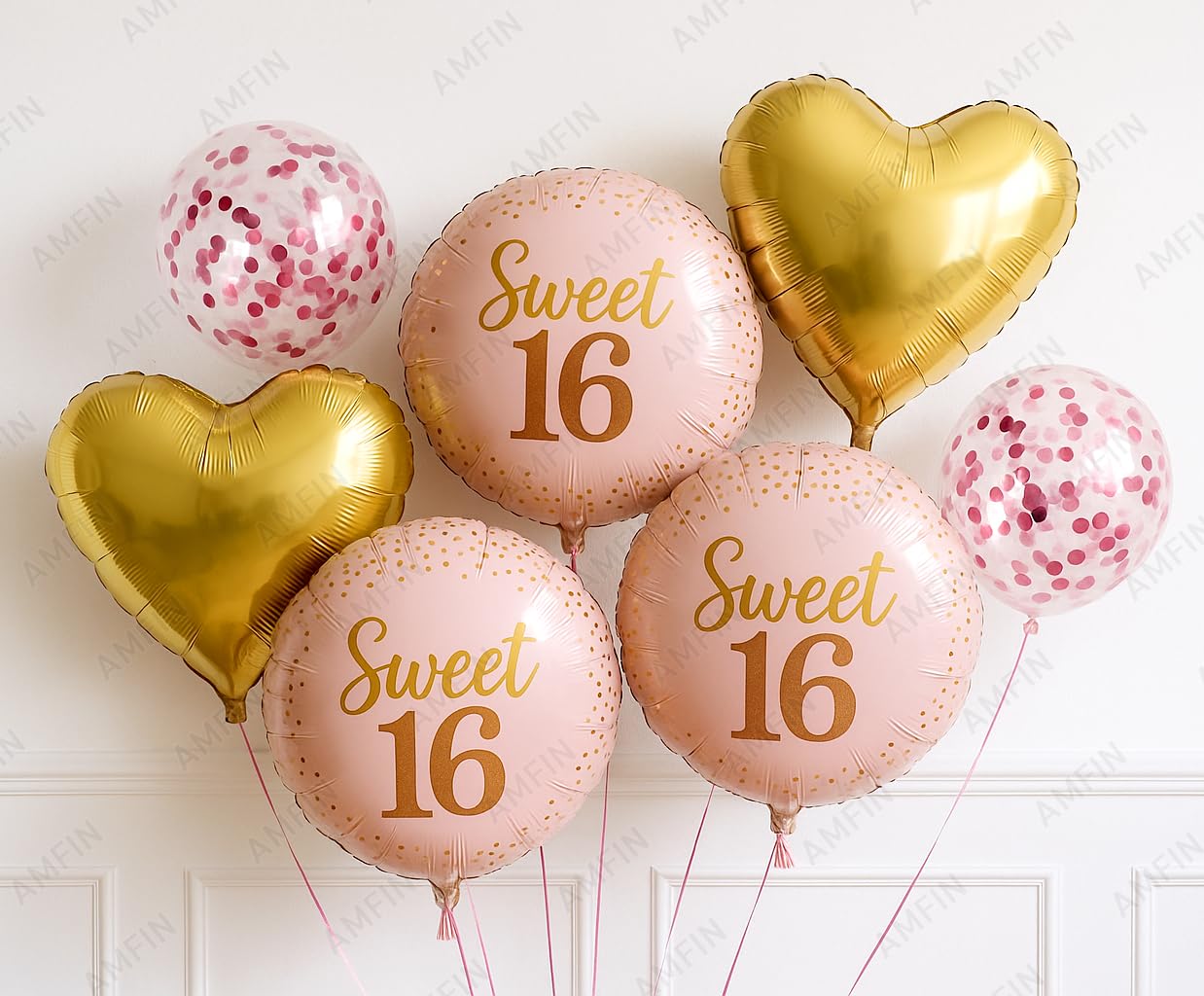 (Pack of 7) Sweet 16 Birthday Decoration Girls 16th Birthday Decoration 16th Birthday Balloons Foil Party Supplies