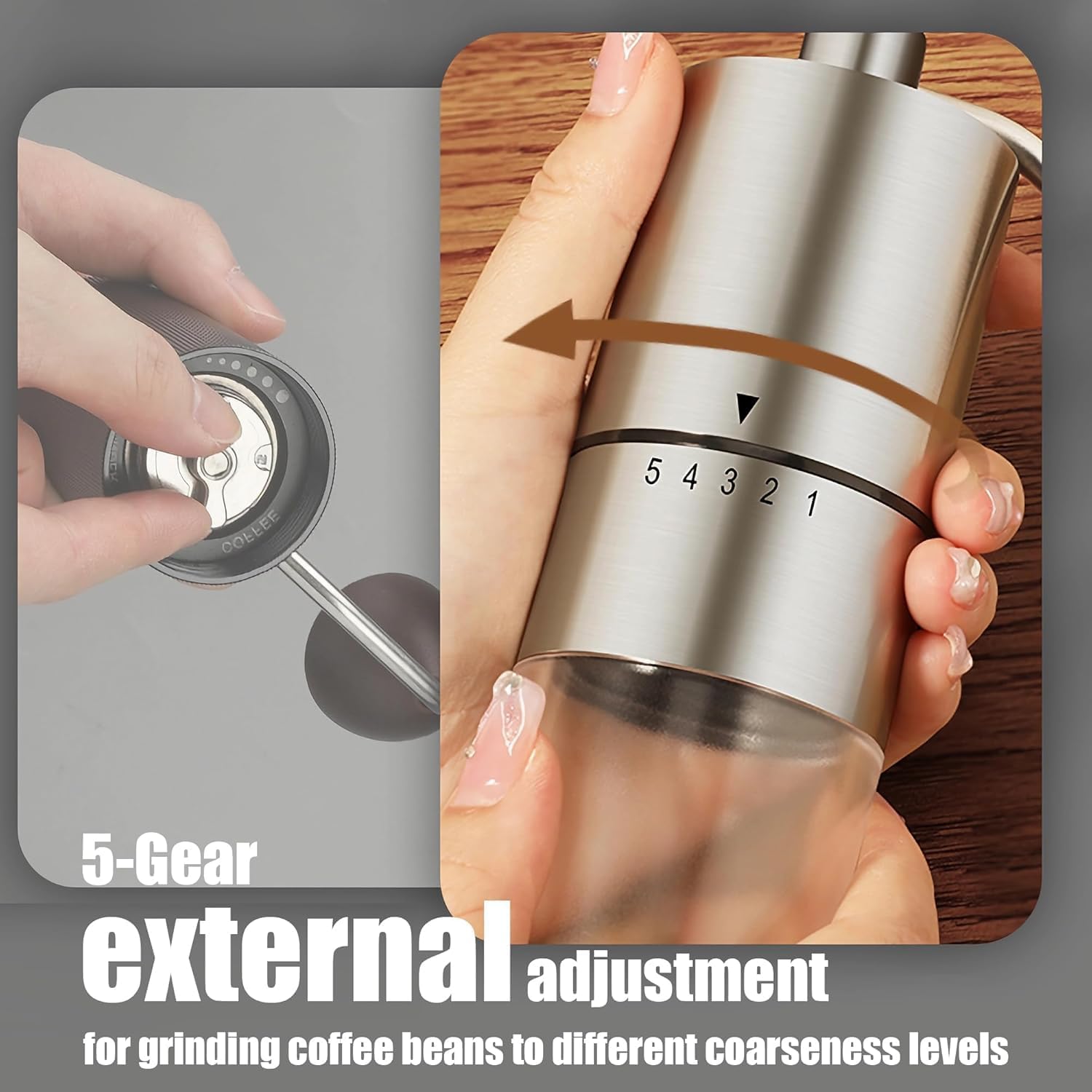 Wancle Manual Coffee Grinder - 5 Grind Settings -4