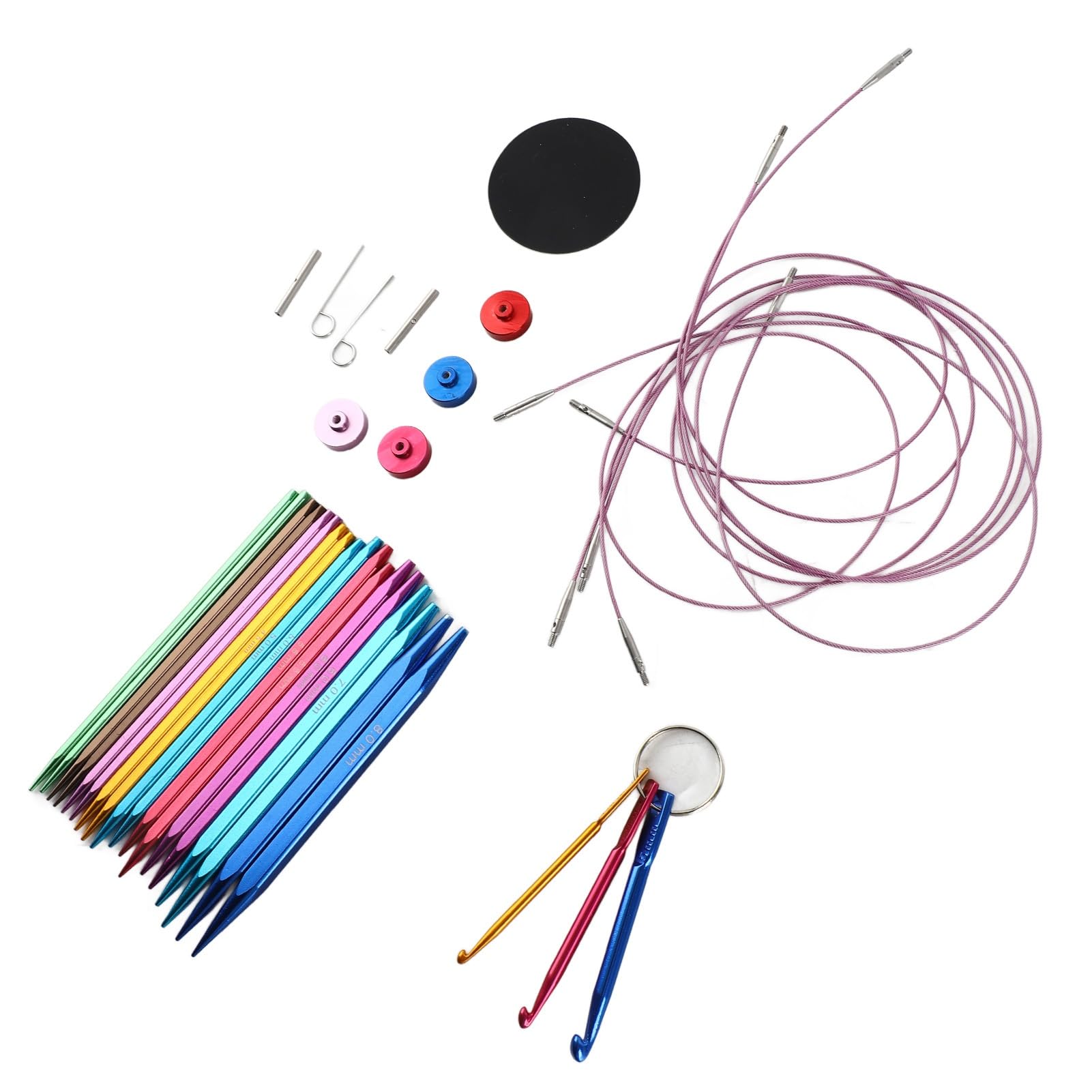 Juego de agujas de tejer circulares de aluminio, cuadradas y coloridas, para una experiencia de tejido versátil