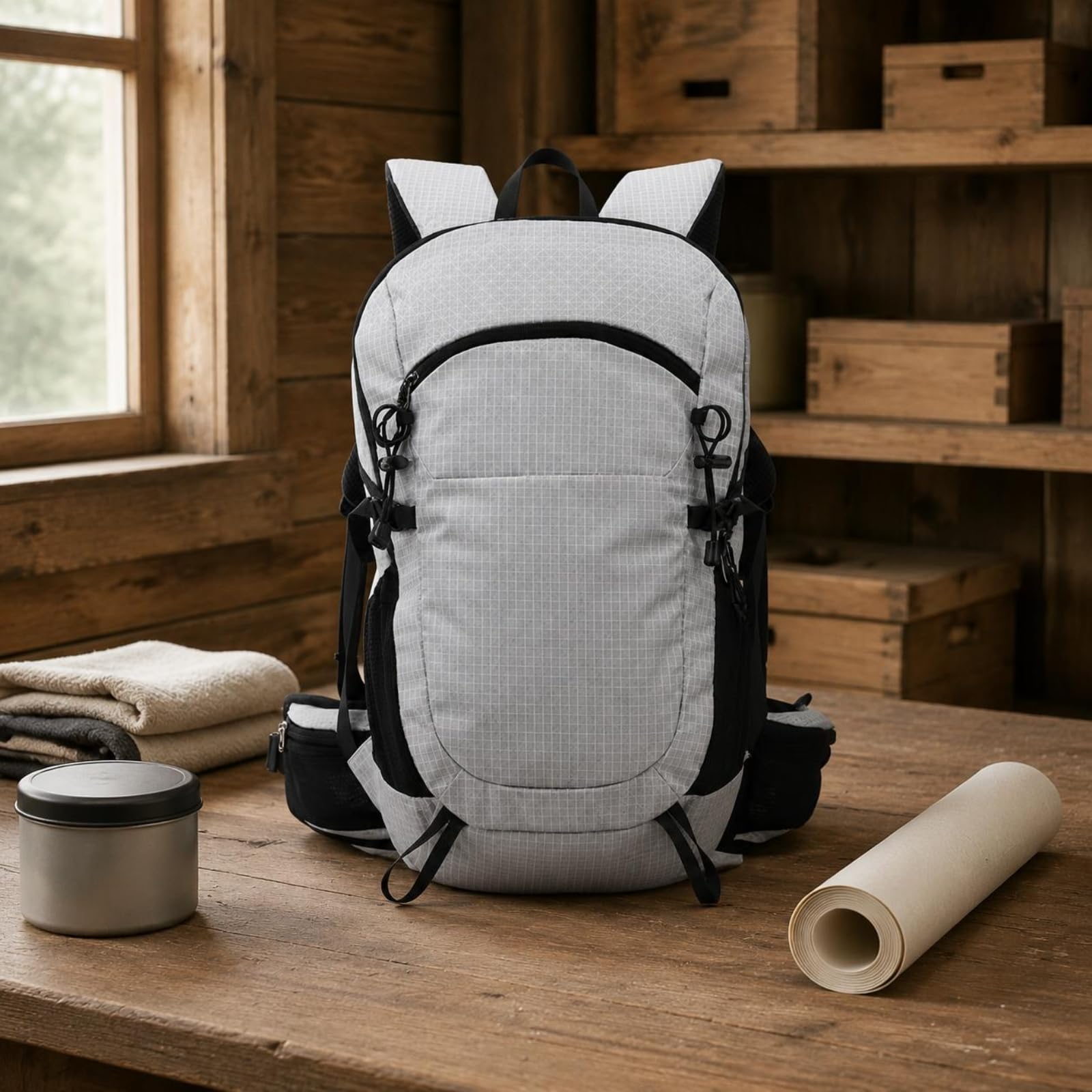 Mochila Outdoor Impermeable Mochila para Caminatas Mochila de Montaña Mochila Casual con Compartimento Frontal con Cremallera y Bolsillos Laterales de, Array, Gris