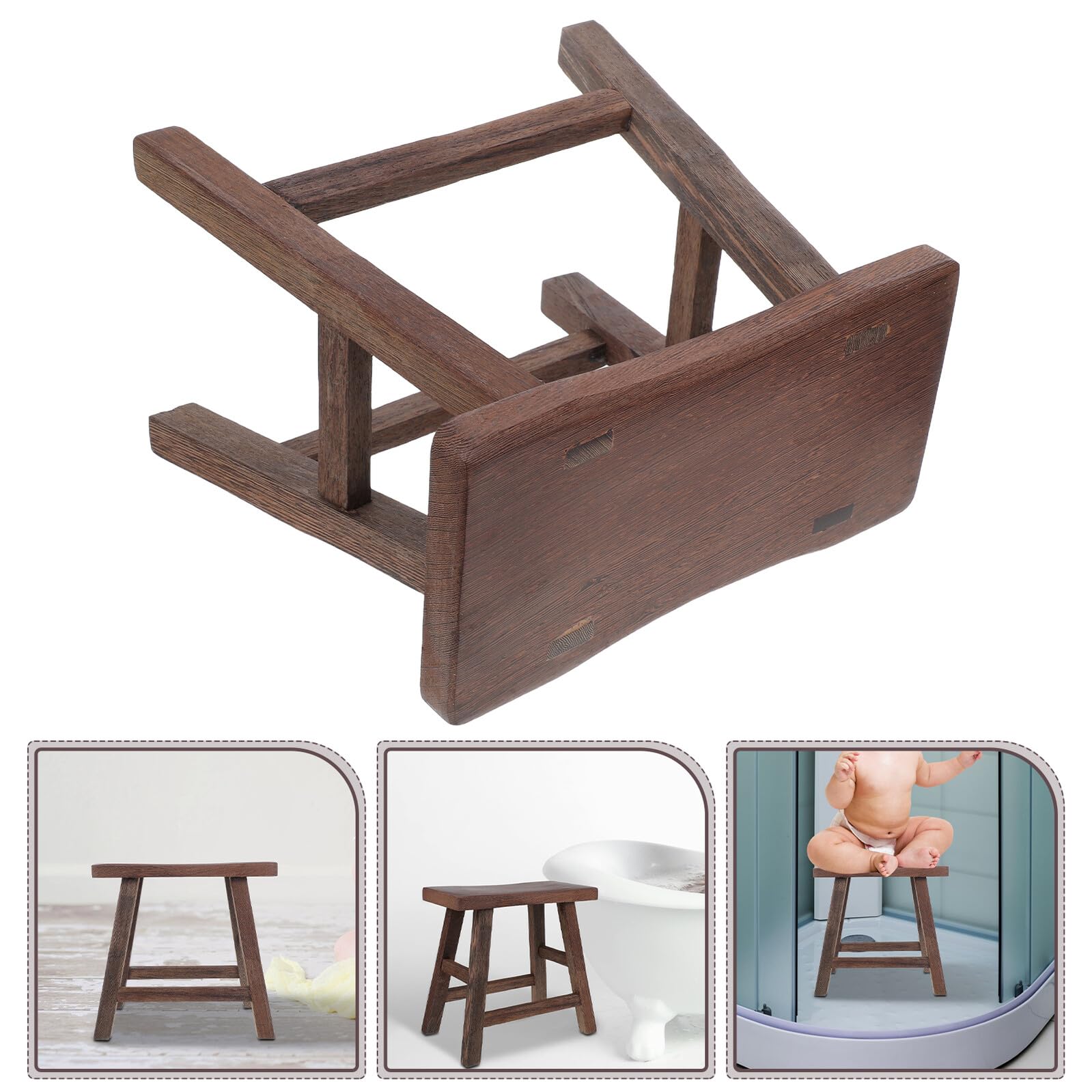 Gatuida Taburete de Madera Maciza para Niños Pequeño, 28 Cm, Diseño Resistente y Ligero, Adecuado para Baño, Sala de Estar y Cocina, Taburete Infantil Multiusos para Cambio de Zapatos