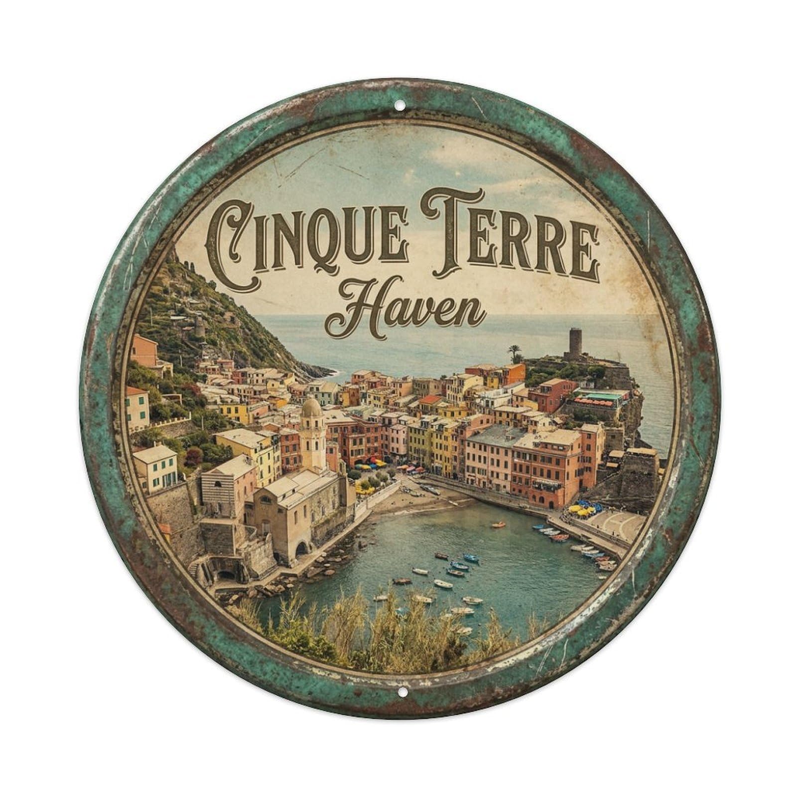 Vintage Travel Cinque Terre Italy Paradise Metal Tin Sign