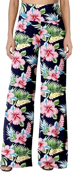 JZC Women's Palazzo Lounge Pants Stretchy Wide Leg Casual Pants Comfy High Waist Flowy Pants S-3XL