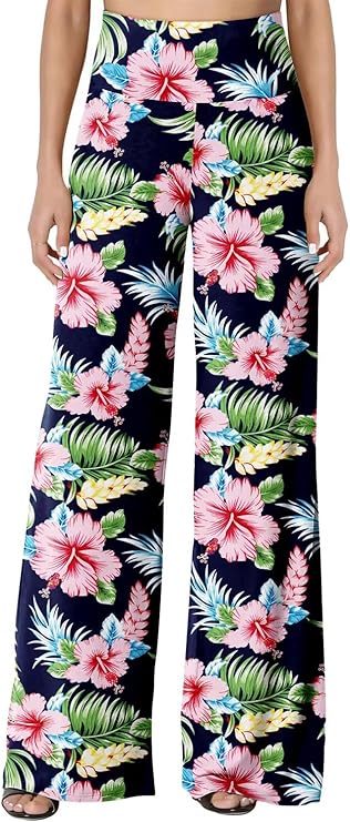 JZC Women's Palazzo Lounge Pants Stretchy Wide Leg Casual Pants Comfy High Waist Flowy Pants S-3XL