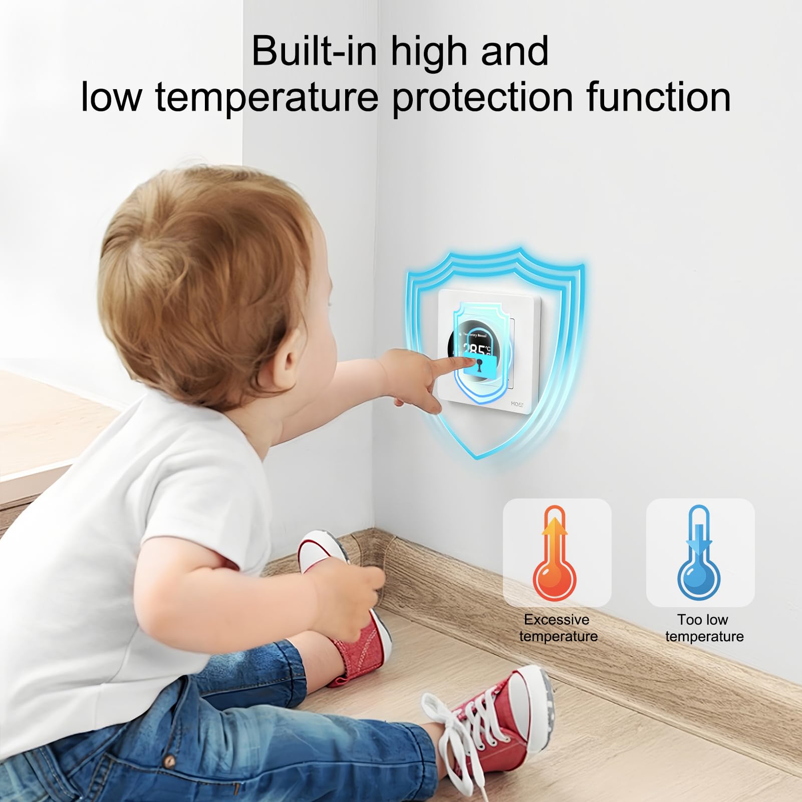 Smart Thermostat für Tuya, für Zigbee Fußbodenheizung Temperaturregler für Boiler, App Fernbedienung, einstellbar (GA-Weiß)