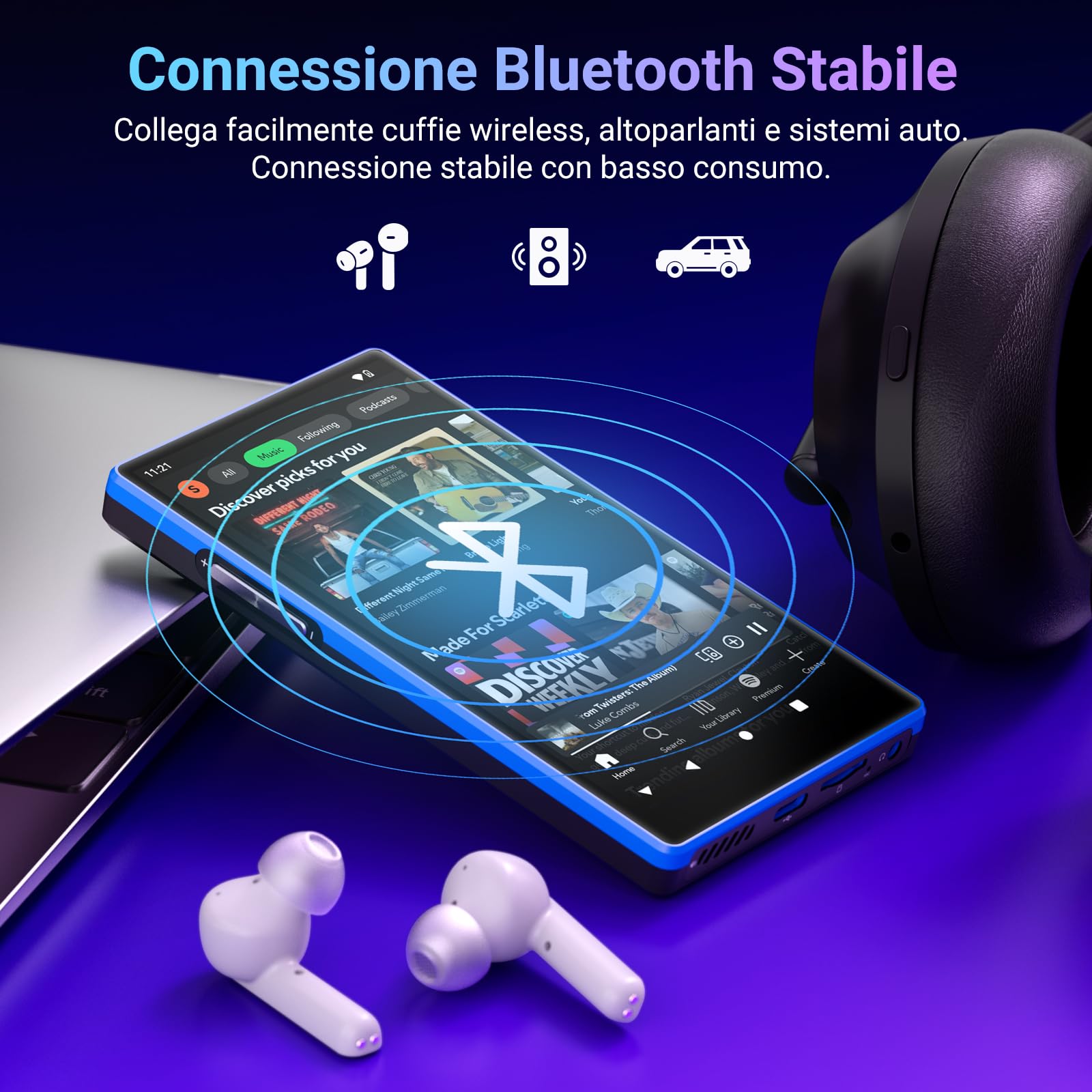 MECHEN 160GB Lettore MP3 con Spotify, 5 Pollici Lettore MP4 Android Bluetooth Wi-Fi, Controllo Parentale, Radio FM, Compatibile con Amazon Music Deezer Audible (X52)