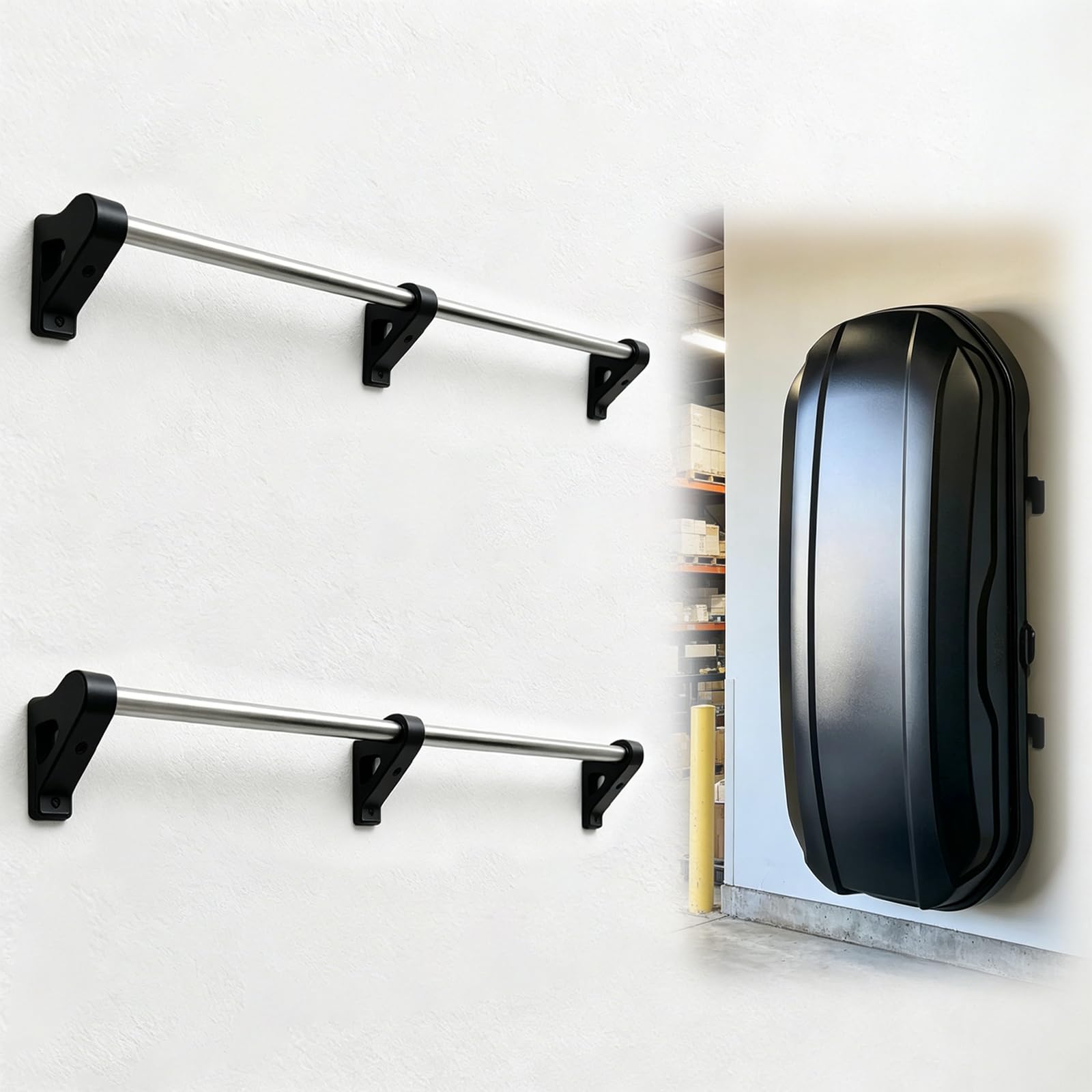 Roof Box Wall Mount Compatible with Yakima Thule & Most Car Top Carriers, Garage Storage Cargo Box Hanger Rack, Space-Saving