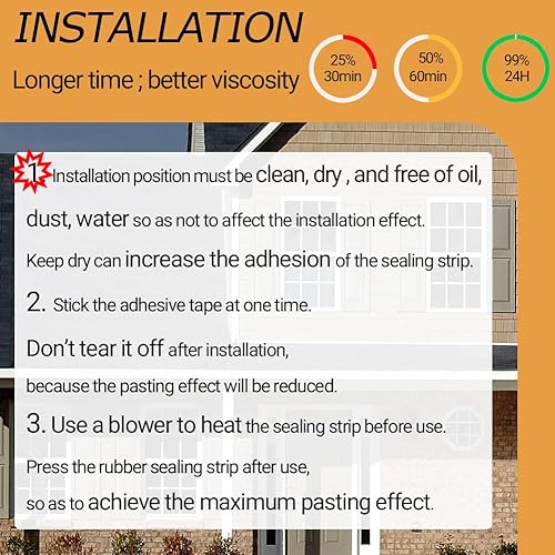 Miniatura 7 de PACIXU Burlete de goma de doble agujero, tira de sello de goma EPDM autoadhesiva, negro, 1 pulgada de ancho x 12 pulgadas de alto, largo 20 pies,