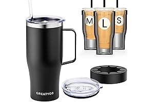 Universal Iced Coffee Sleeve with Handle - Insulated Double Wall Reusable Stainless...