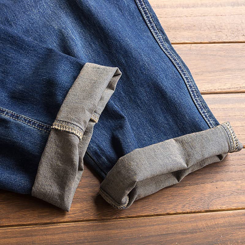 Herren Hip Hop Jeansoverall, Frühling Herbst, Langarm-Polo-Mantel, blaue Jeans, locker sitzende Hosen