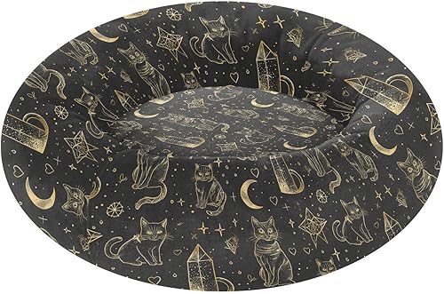 Black and Gold Goth Tarot Cat Relieve Stress Pet Dog Beds fluffier Puppy Beds for Small Size Pets Supplies Camas para mascotas Grandes