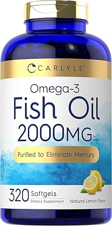 Carlyle Fish Oil Omega 3 Supplements | 2000mg | 320 Softgels | EPA & DHA | 600mg Total Omega-3 | Non-GMO, Gluten Free Pills