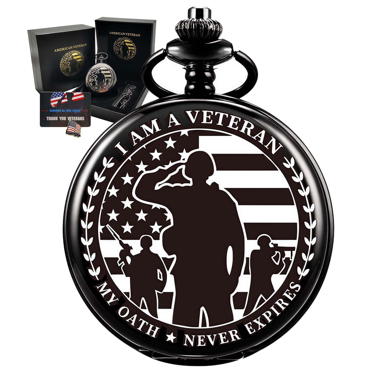 Veterans Gifts, Pocket Watch for Veterans with Military Badge Black Gift Box, Best Veterans Day Gifts Style2-image-26