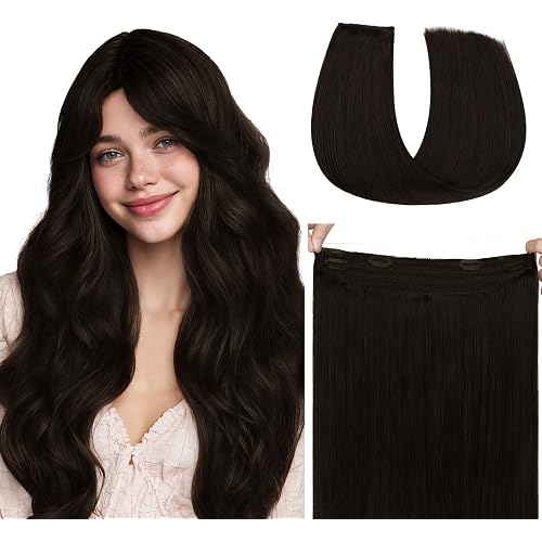 HOTBANANA Wire Hair Extensions Real Human Hair, Invisible Quick Wear 14"