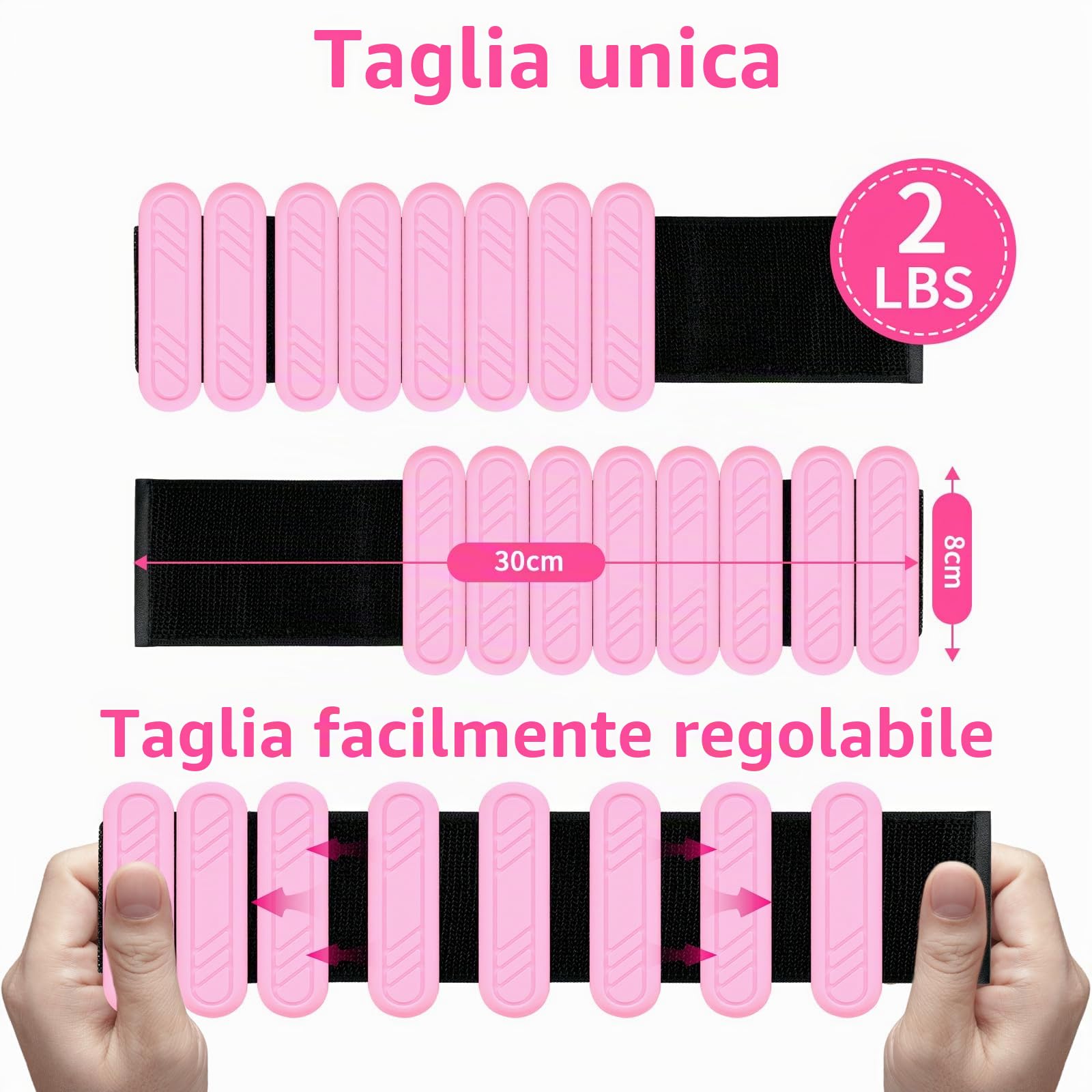 Set di 2 pesi da polso regolabili, per piedi o polso in movimento, jogging, yoga, aerobica, pilates, fitness