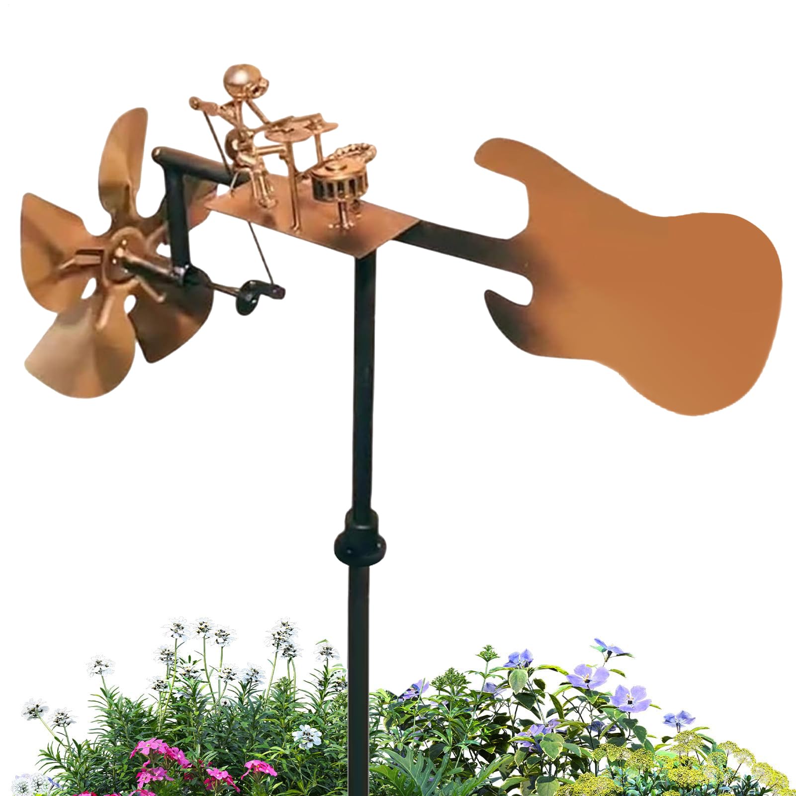 Moulin à Vent Batteur En Métal Fait Main – Décoration De Jardin Steampunk Avec Percussionniste – Girouette Musicale Pour Extérieur