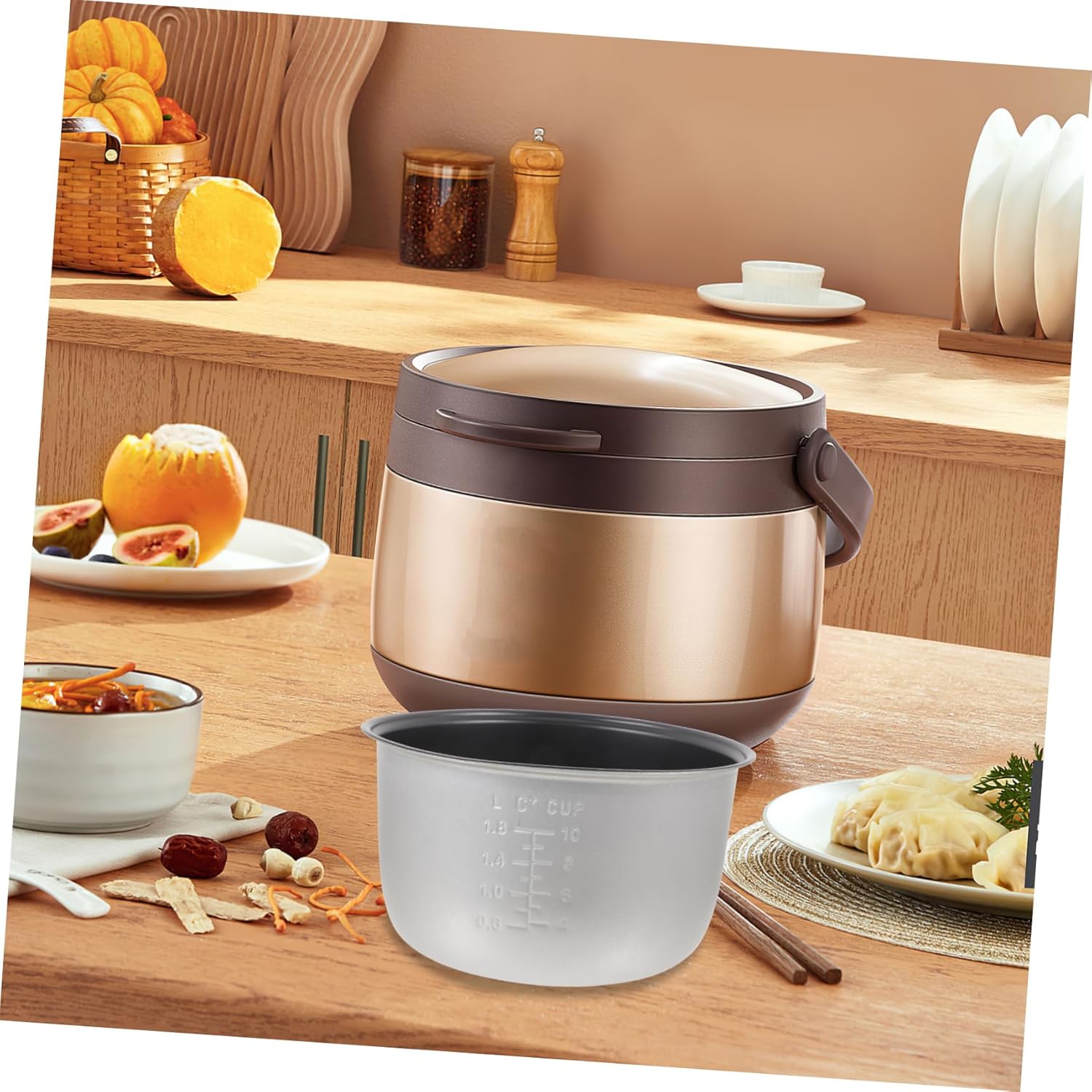 Rice Container Power Cooker Replacement Inner Pot 4L Non-stick Interior Inner Cooking Pot Electric Pressure Cooker Perforated Baking Mat