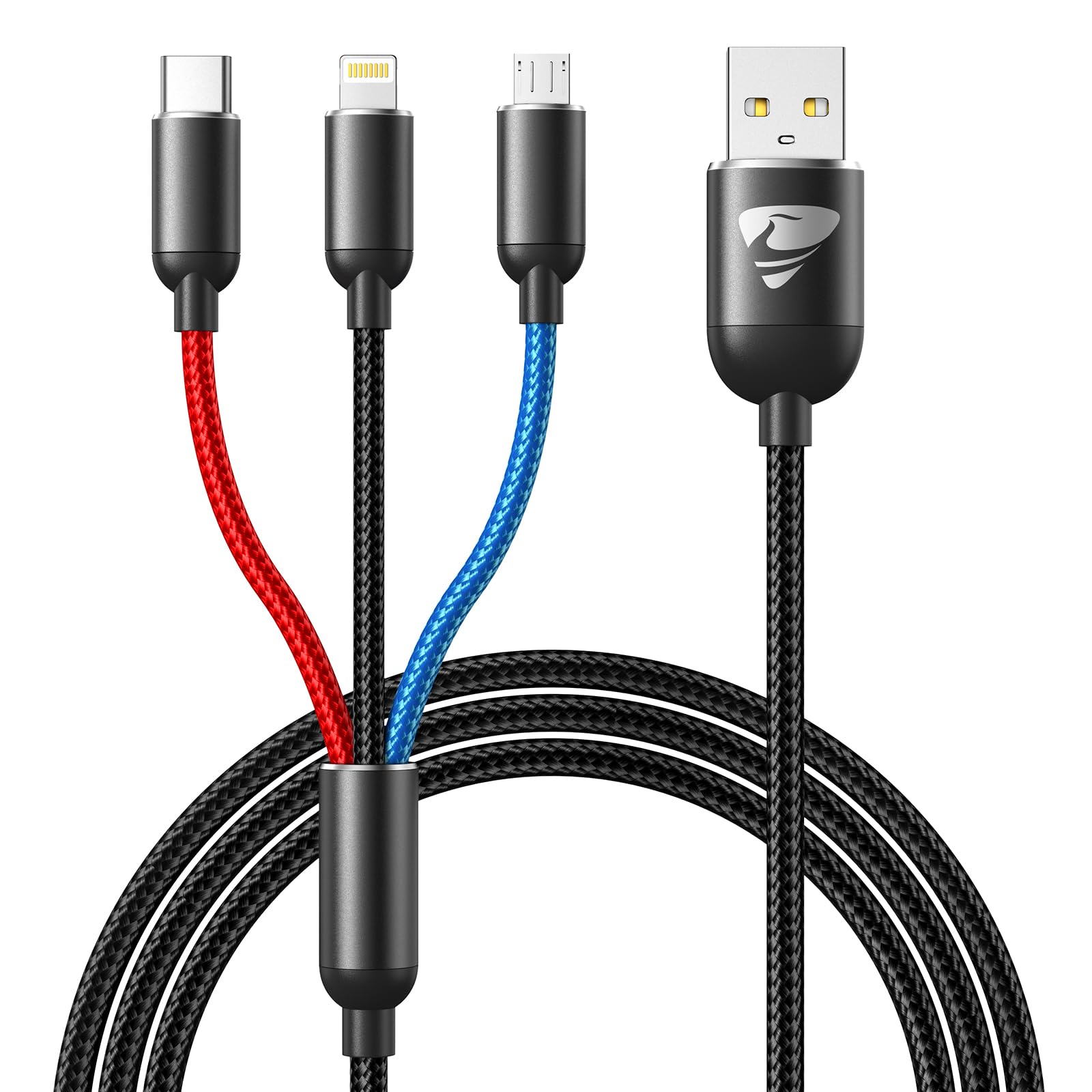 Multi USB Kabel, 3 in1 Universal Ladekabel 1.2M Schnell USB Ladekabel Mehrfach mit Micro USB Typ C Lightning Kabel für iPhone, Android Galaxy, Huawei,Oneplus,Sony, Oneplus, LG, HTC