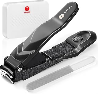 No Mess Nail Clippers with Catcher - Professional Heavy Duty Clippers for Men and Women, Ultra Sharp Fingernail & Toenail Clippers Set for Gifts, Travel, Home Use with Nail File (Anti-Splash Design)