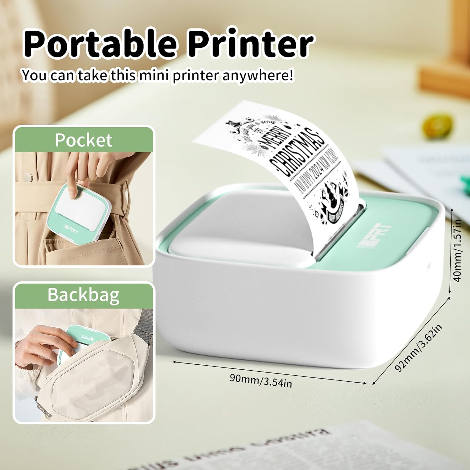 iDPRT Sticker Printer Portable Mini Printer, Bluetooth Thermal Inkless Sticker Maker Machine with 1 Roll Sticker Paper, Compatible with Smartphone, for Study Notes, Pictures, DIY, Label, Gift