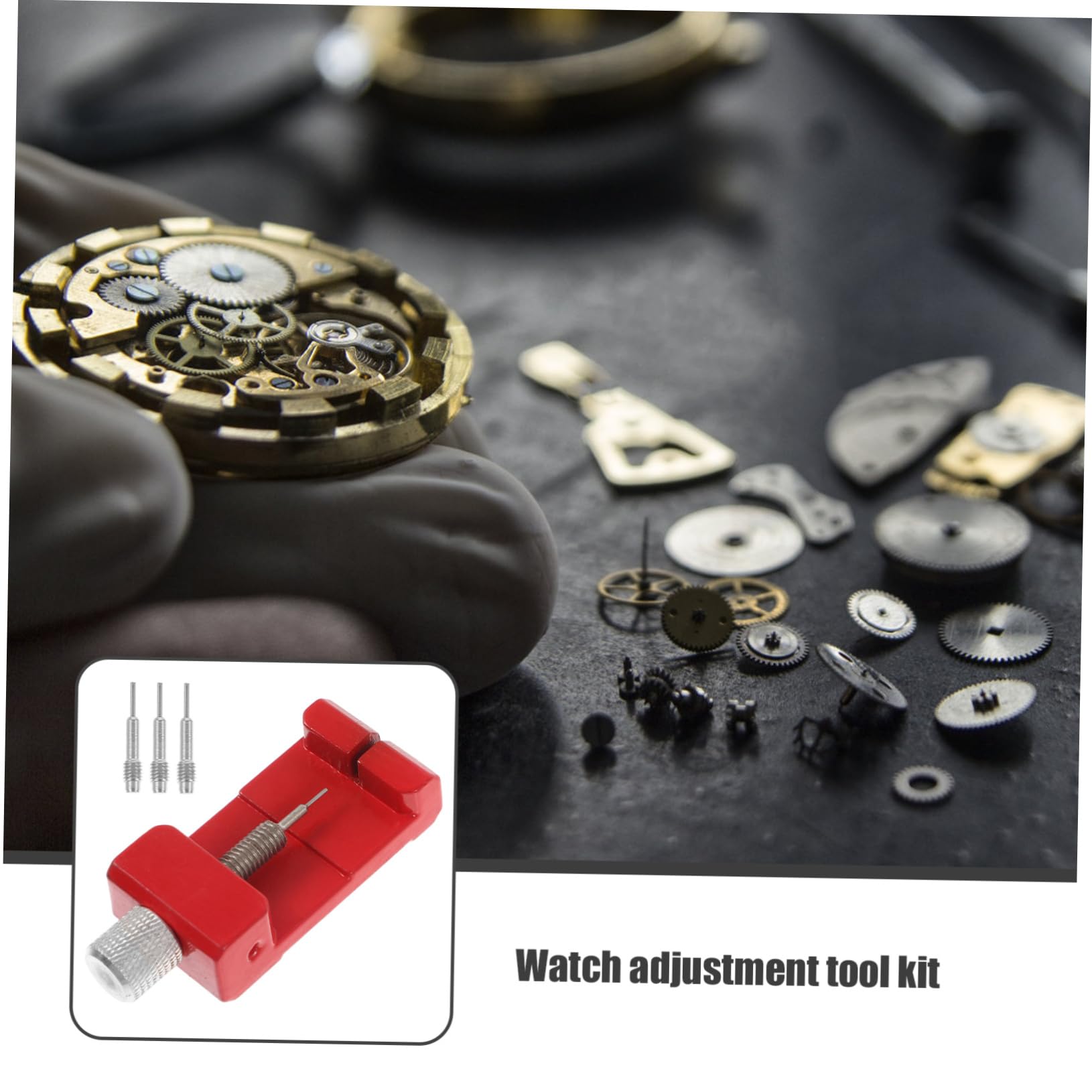 VALICLUD Watch Link Removal Tool Kit, Chrome-Vanadium Steel Watch Band Remover with Replacement Pins, Adjustable Strap Repair Tool for Resizing and Fixing, Compact Design, Red