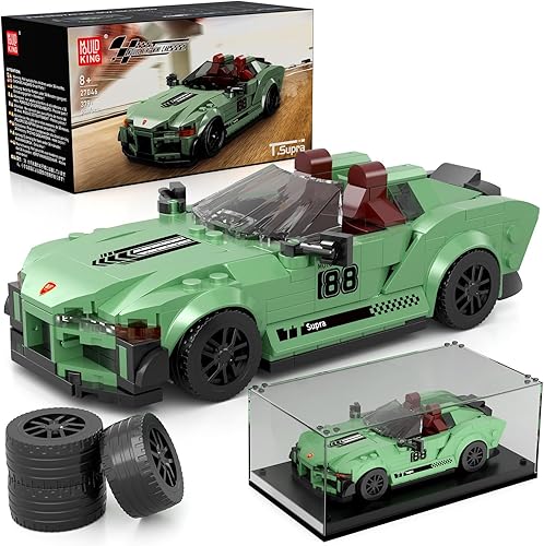 Mould King Super Sports - Juego de construcción de autos de carreras de 348 piezas, juguete de construcción con vitrina para niños a partir de 8