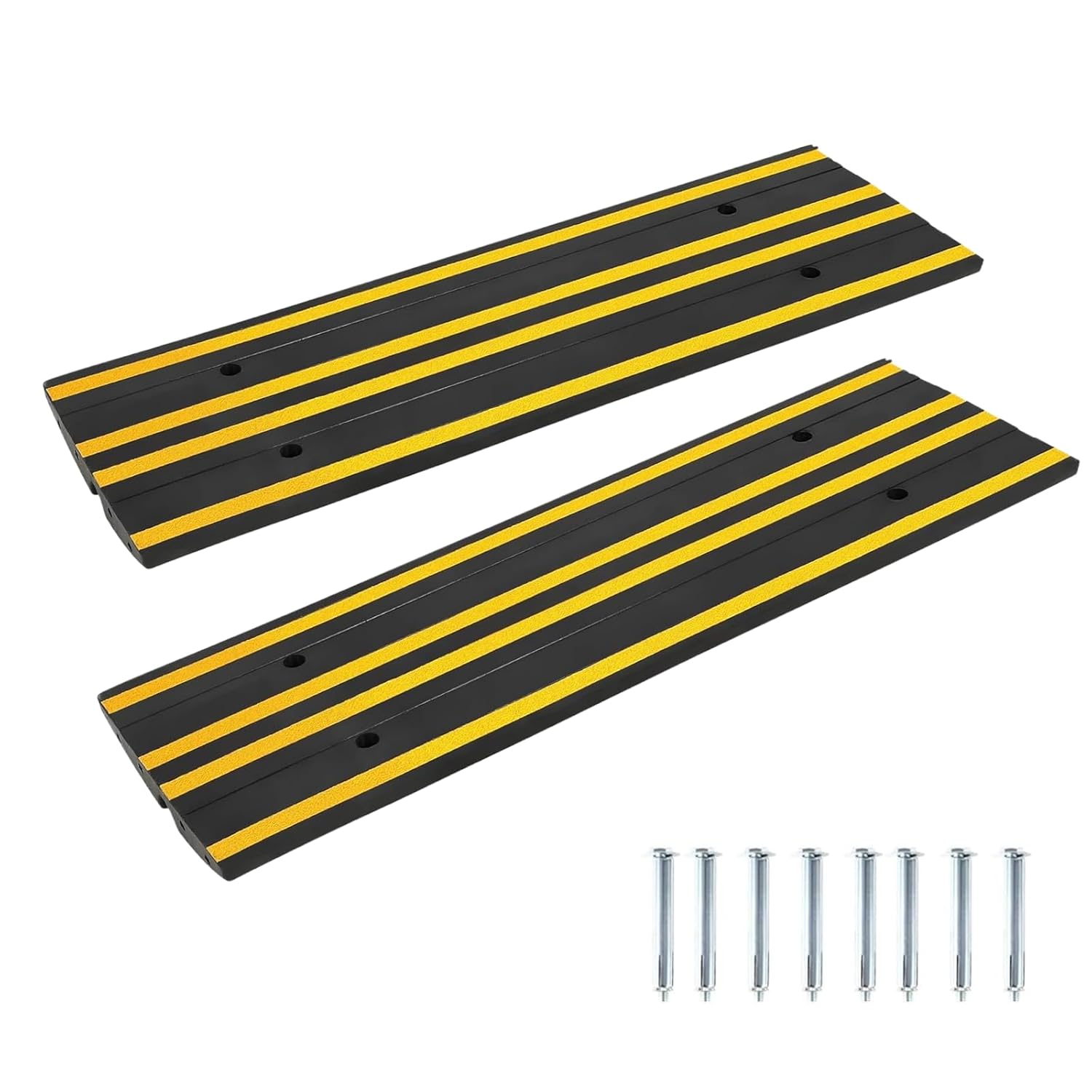 2 Pack Rubber Curb Ramp 40 Inch Long, Heavy Duty Driveway Ramp - 33069 Lbs Load Capacity with Reflective Strips, Non-Slip for Vehicles, RVs, Wheelchairs, Motorcycles