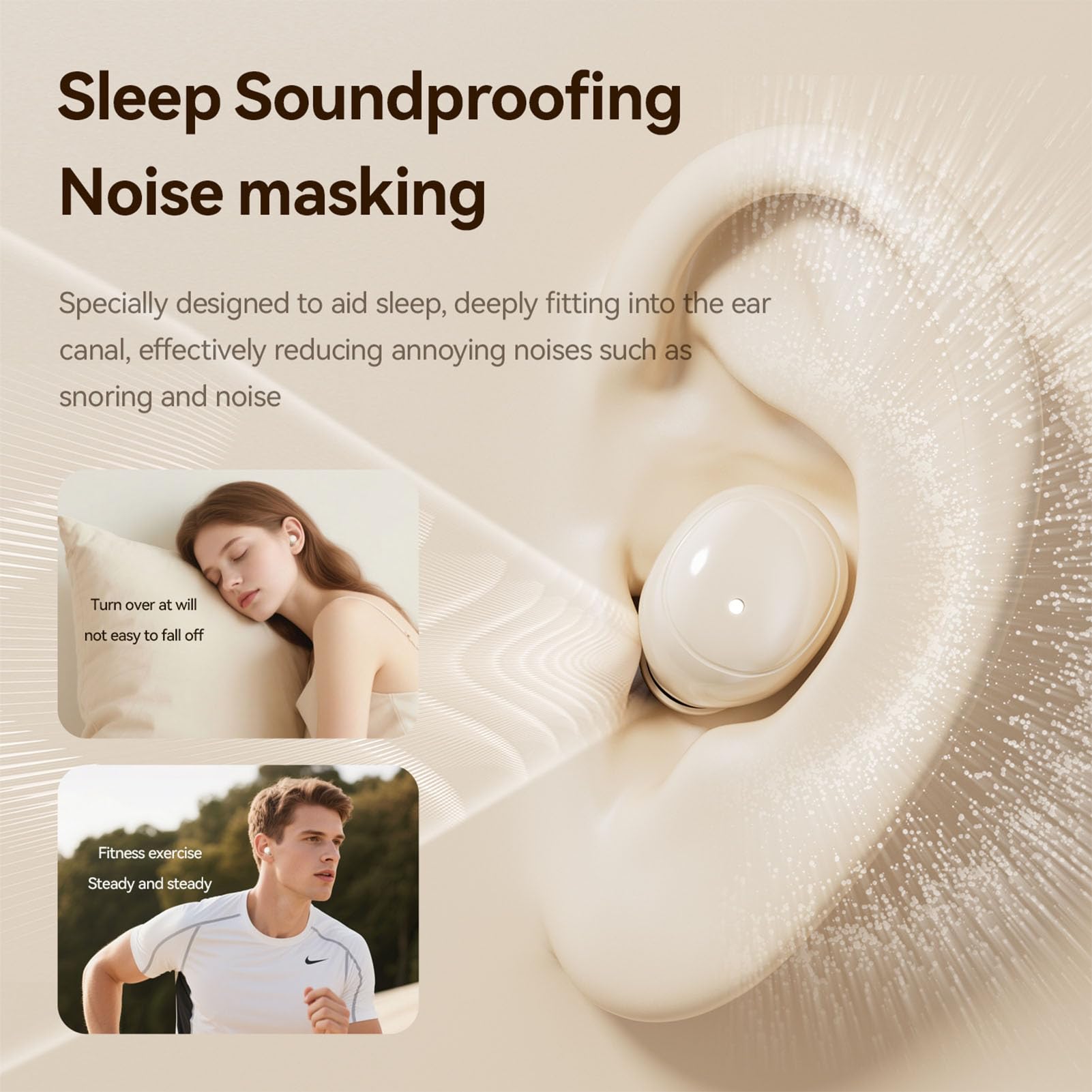Xmenha - Auriculares de diadema con dos pares de mini pequeños Bluetooth 5.4 auriculares inalámbricos para dormir invisible impermeable deporte doble auricular pequeño oído para parejas de dos