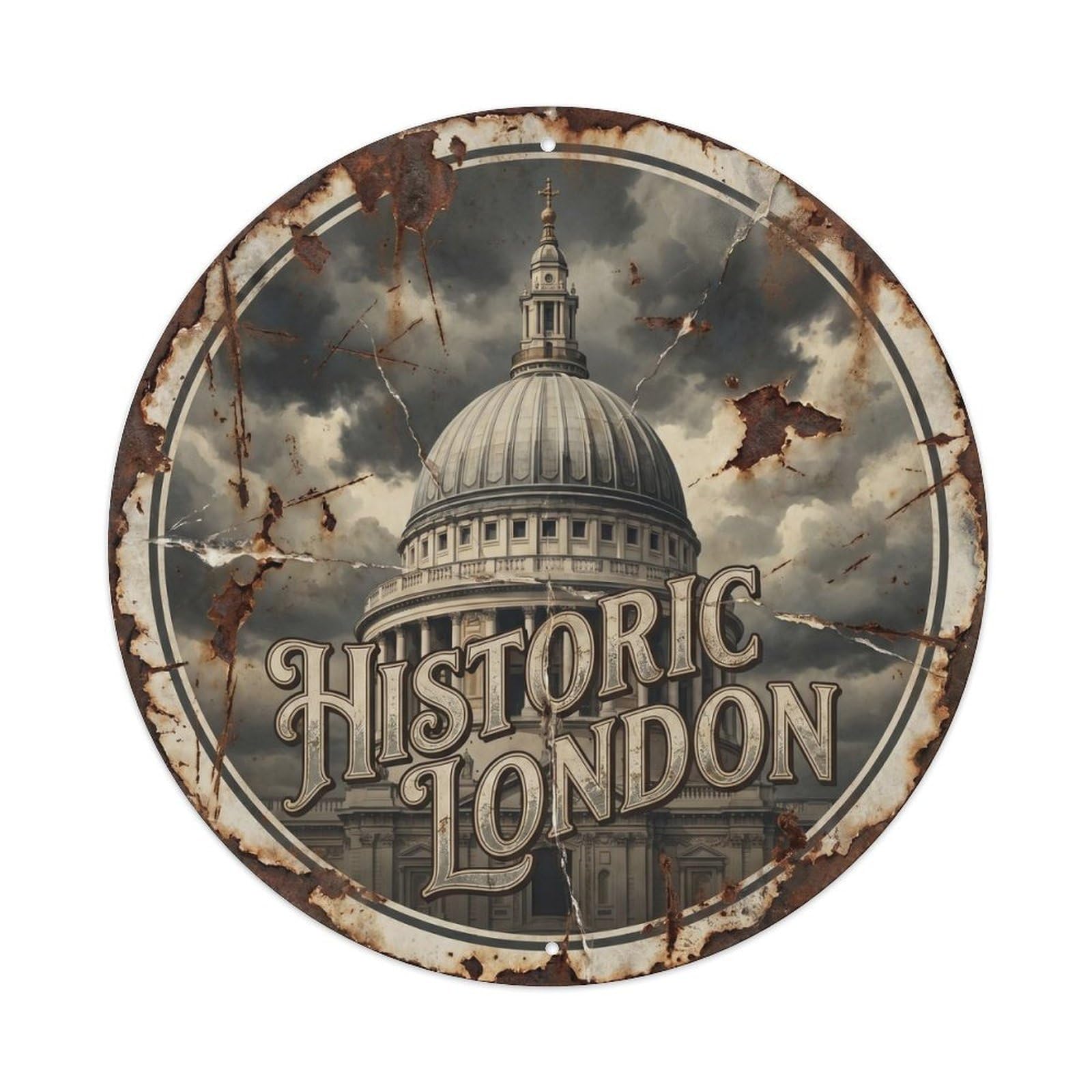 Fqcyn Style Vintage Travel British Cathedral Historic Metal Tin Sign
