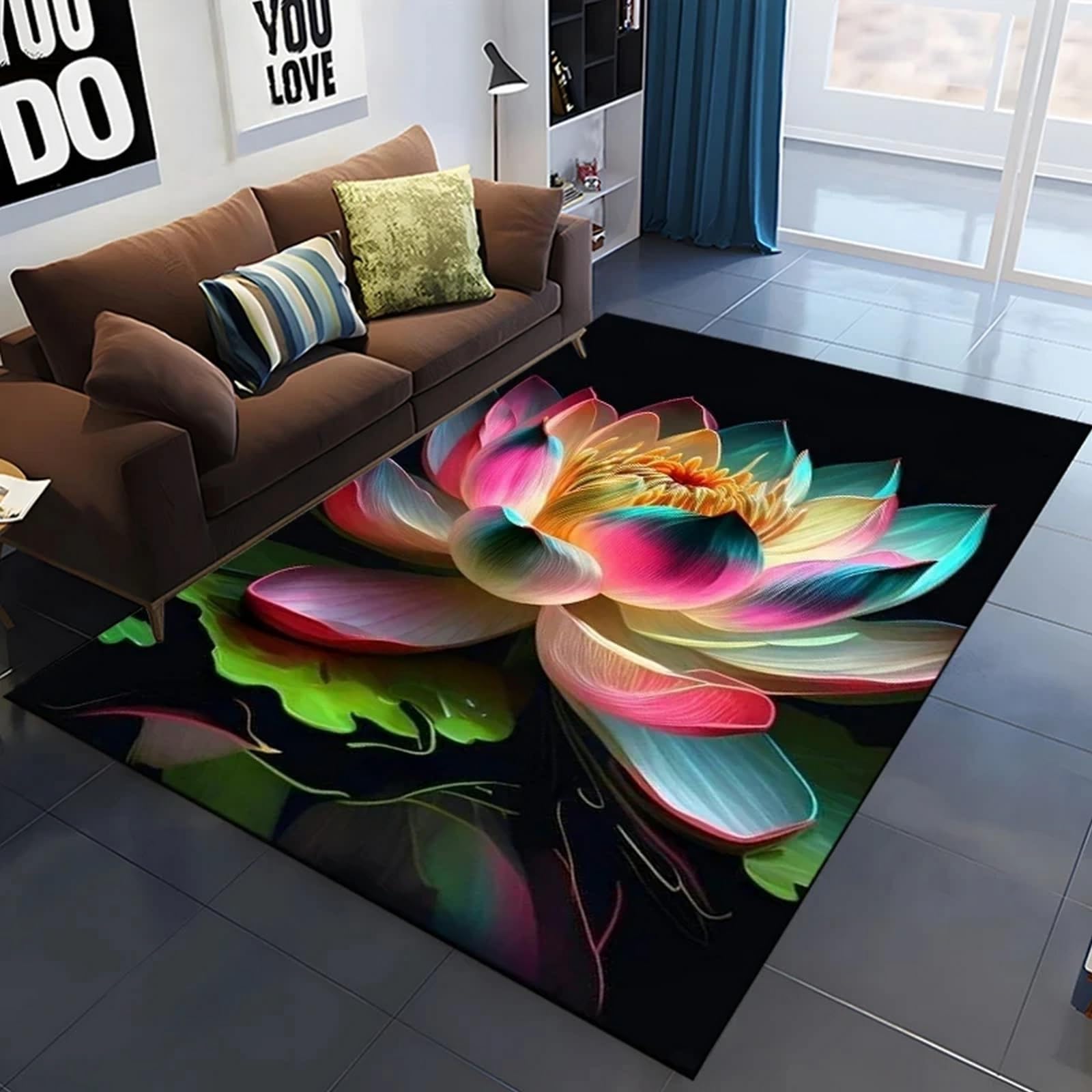 Tapis en polyester doux 3D haute densité avec support caoutchouc