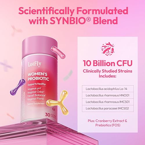 Miniatura 5 de Probióticos vaginales para mujeres 100 mil millones de UFC con extracto de arándano para equilibrio del pH y apoyo de las infecciones urinarias,