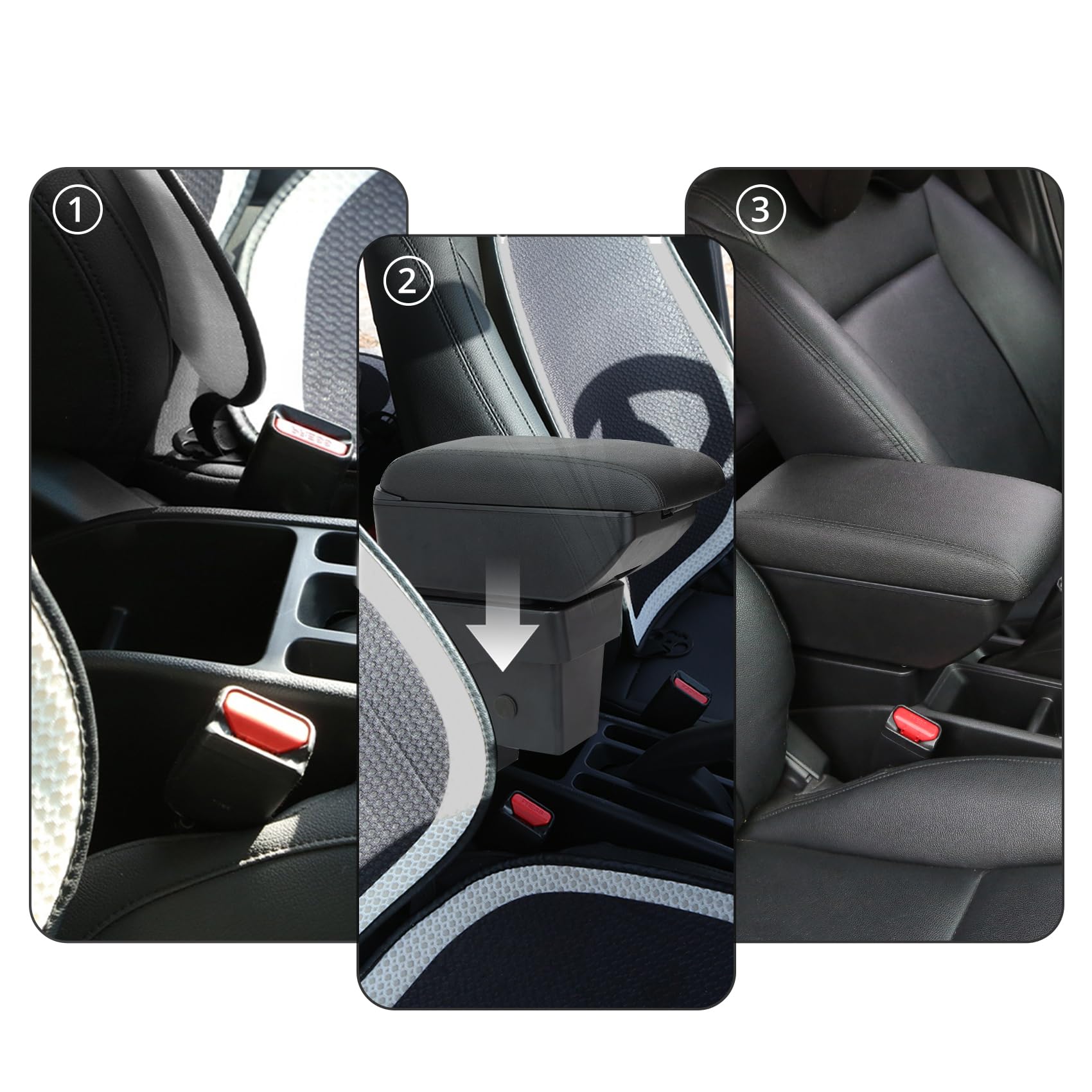 YJYWZH Apoyabrazos para Dacia Logan 2 Sandero 2 2012–2020 Logan MCV II Reposabrazos Doble Capa Consola Central Caja de Almacenamiento Negro Cuero