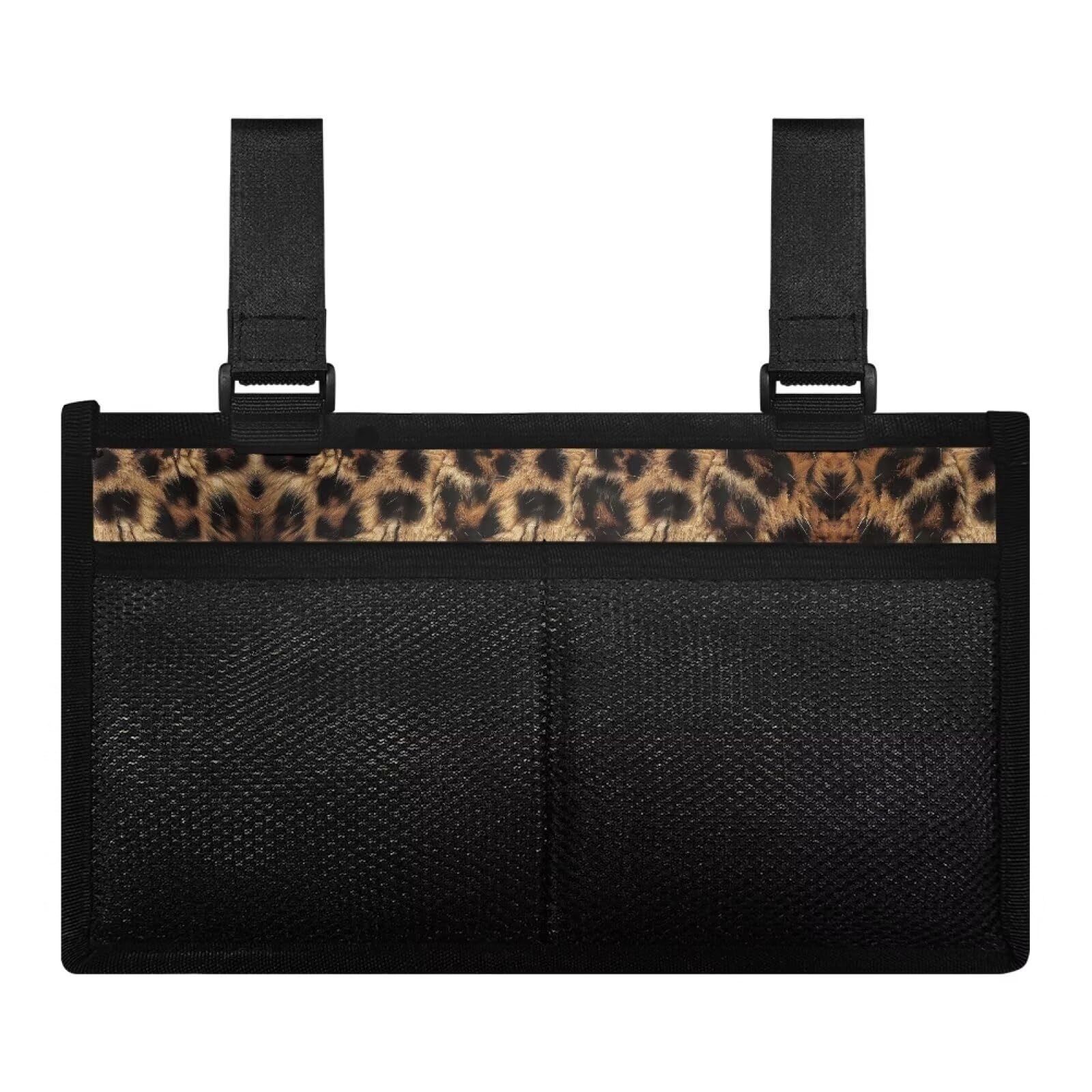ZOUTAIRONG Leopard Print Wheelchair Side Bag for The Armrest Walker Bag for Rolling Walker Wheelchair Bags to Hang on Side Wheelchair Accessories Cup Holders Carry Storage for Walker and Scooter