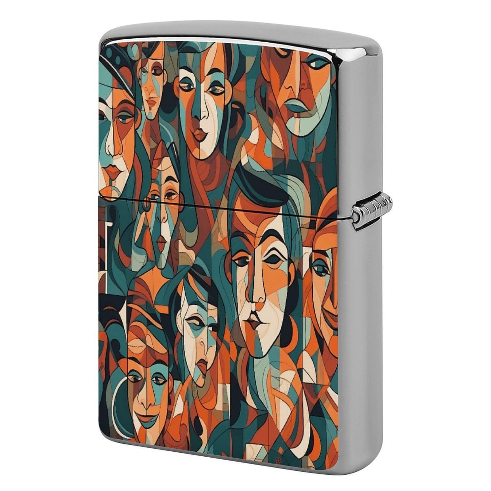 Btcowzrv Style Human Face Pattern Metal Lighter Case Sleeve Cover Holder